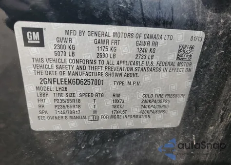 2013 Chevrolet Equinox Lt from USA, damaged, VIN 2GNFLEEK6D6257001